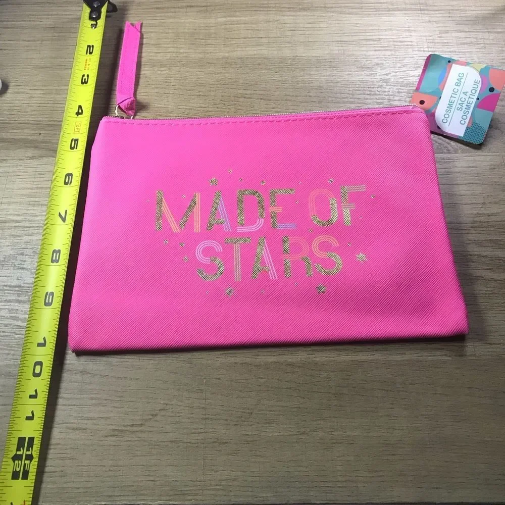 Vibrant Pink 'Made of Stars' Cosmetic Makeup Bag